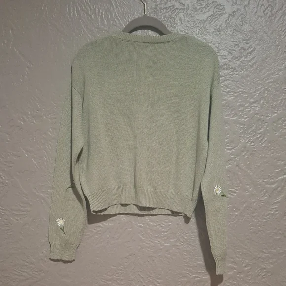 Divided Women's Sage Green Sweater with Daisy Embroidery Size S - Picture 7 of 10